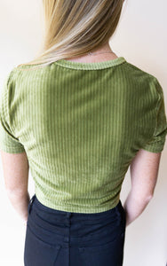 Hillary On The Bass Crop Top, Olive