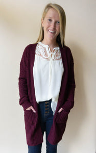 Merlot Rider Cardigan, Wine