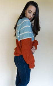 Popular Preset Sweater, Rust/Light Blue
