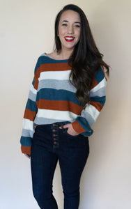 What A Twist Sweater, Rust/Teal