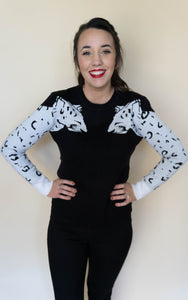 Let It Snow Leopard Sweater, Black