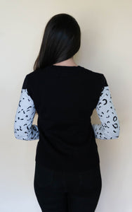 Let It Snow Leopard Sweater, Black