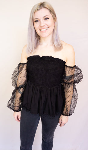 Maiden Name Top, Black