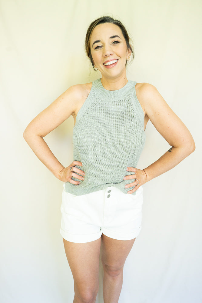 East Coast Tennis Mom Top, Seafoam Gray