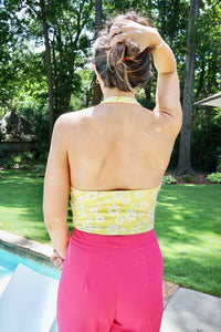 Curtain Bangs Halter Top, Lime Yellow